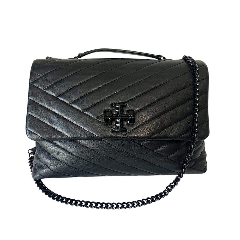 Tory Burch Kira Chevron Powder Coated Leather Quilted Convertible Shoulder Bag